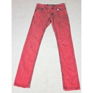 Social Collision Jeans 30x32 Skinny Rude  Button Fly Magenta Maroon 5 Pocket